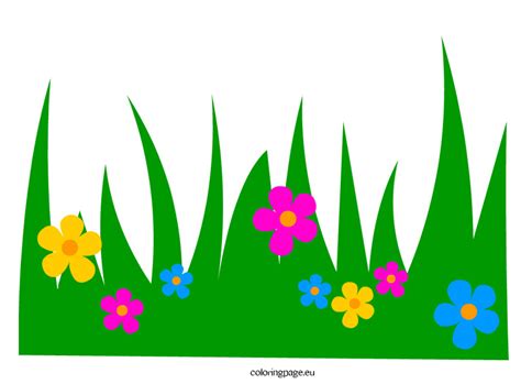So don't wait any longer and start the fun with the whole family. Grass with Flowers clip art - Coloring Page