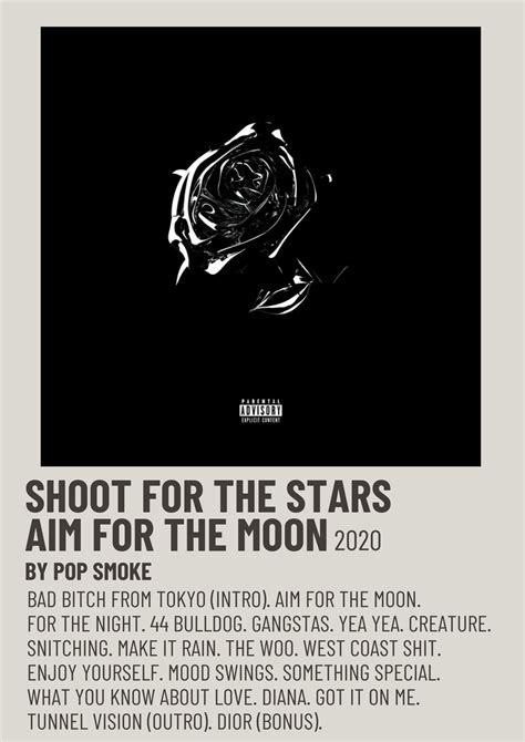 Minimalist Music Poster Shoot For The Stars Aim For The Moon Pop