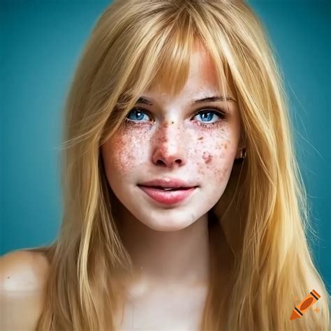 Close Up Portrait Of A Beautiful Woman With Freckles