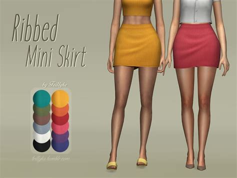 Ribbed Mini Skirt Mini Skirts Sims 4 Sims 4 Dresses