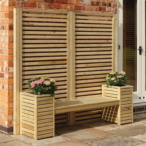 Rowlinson Garden Creations Seat Set Planter Bench Wooden Planters