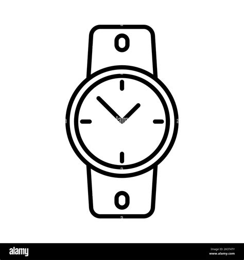 Wrist Watch Icon Black Linear Hand Clock Icon Vector Illustration