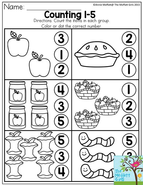 Numbers 1-5 Preschool Worksheets