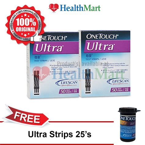 One Touch Ultra Test Strips 50s Twin Pack Free Ultra Test Strips 25s