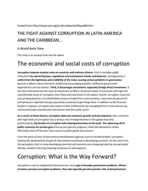 The Fight Against Corruption In Latin America And The Caribbean Pdf