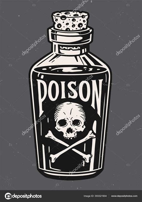 Vintage Hand Drawn Bottle Poison Vector Illustration Stock Vector Image