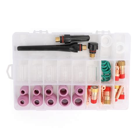 49PCS TIG Welding Torch Stubby Gas Lens 10 Pyrex Glass Cup Kit For WP