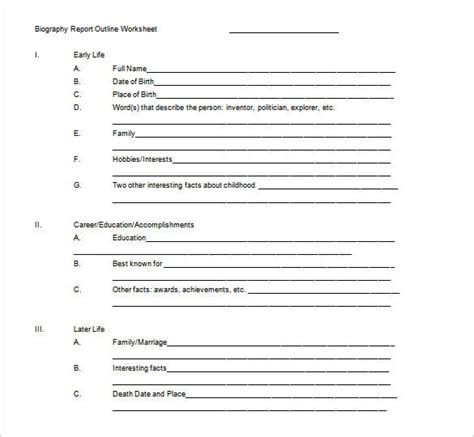 Biography Outline Template Free Word Excel PDF Format For Free Bio Template Fill In Blank