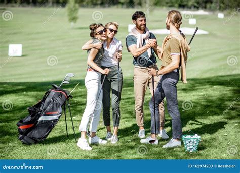 Young Friends On The Golf Course Stock Image Image Of Field Club