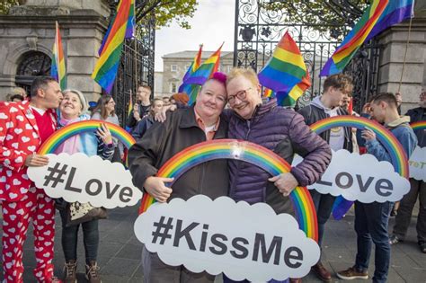 Shift The Hate Away Lgbt Couples Stage Kissing Protest Outside Dáil To Demand Action On Hate