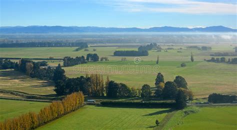 Canterbury Plains Aerial On Autumn Morning New Zealand Stock Photo