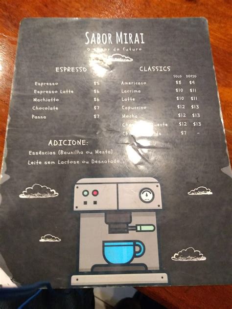 Menu Em Café Sabor Mirai São Paulo R Dr Tomás Carvalhal