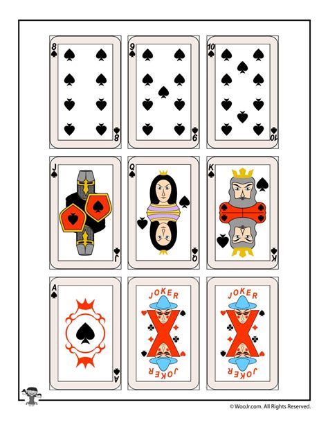 Printable Playing Cards Spades And Jokers Woo Jr Kids