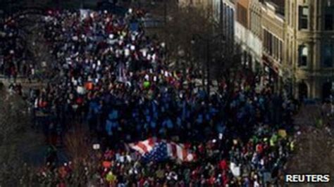 wisconsin protests madison rally attracts thousands bbc news