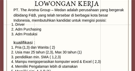 Loker pabrik semarang, profesor kopi yang beralamat di semarang, merupakan salah satu usaha yang bergerak dalam bidang cafe. Loker Pabrik Kim 2 Medan Maret 2021 / Loker Medan Info ...