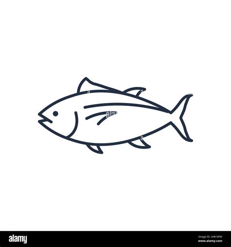 Tuna Fish Logo Icon Outline Illustration Salmon Tuna Fish Line Icon