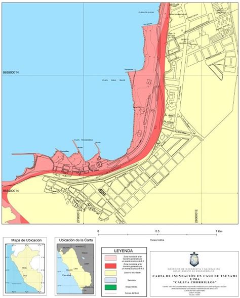 Carta De Inundación En Caso De Tsunami Caleta Chorrillos Lima Sigrid