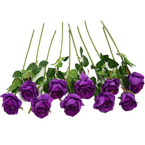 justoyou 10 pcs artificial roses flowers realistic blossom roses real touch silk rose single