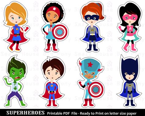 You purchase the printable file (1 unit) and print as many times and copies as you need at home or. Superhero Clip art, Clipart , Printable Cut-Outs ...