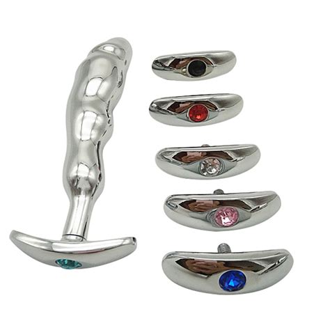 1pc anal beads butt plug curved anal stopper metal insert anal plug jeweled rand ebay