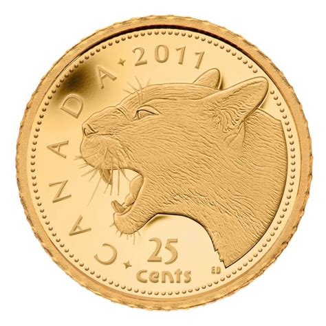 2011 Canadian 25 Cent Cougar 05g Pure Gold Coin