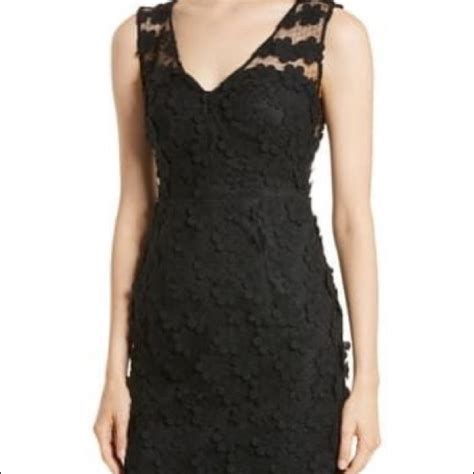 Milly Dresses Milly Black Lace Mari Floral Applique Sheath Dress