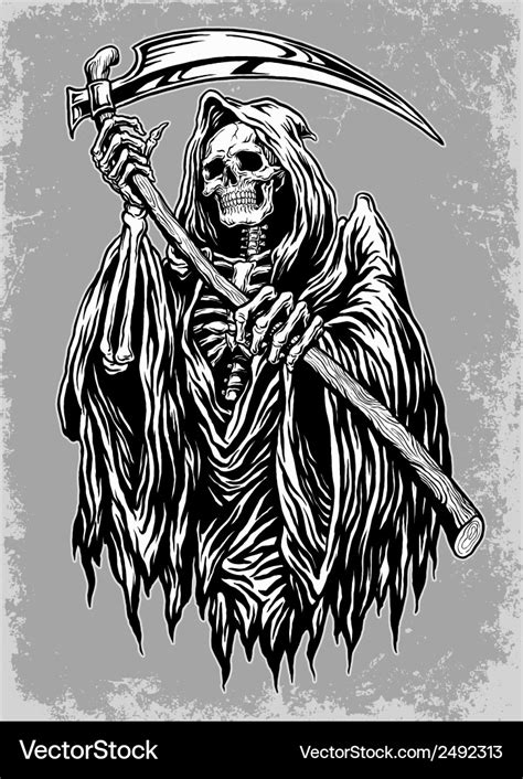 Hand Inked Grim Reaper Royalty Free Vector Image
