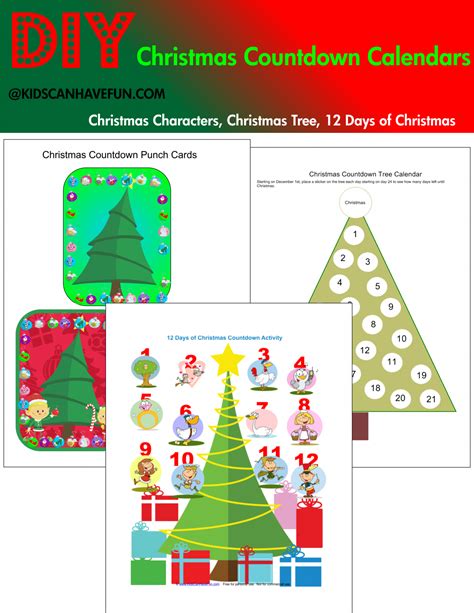 Printable Christmas Countdown Calendars Kidscanhavefun Blog