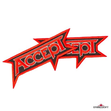 Accept Logo Patch Heavy Rock Band Red Emblem Embroidered Iron On 5