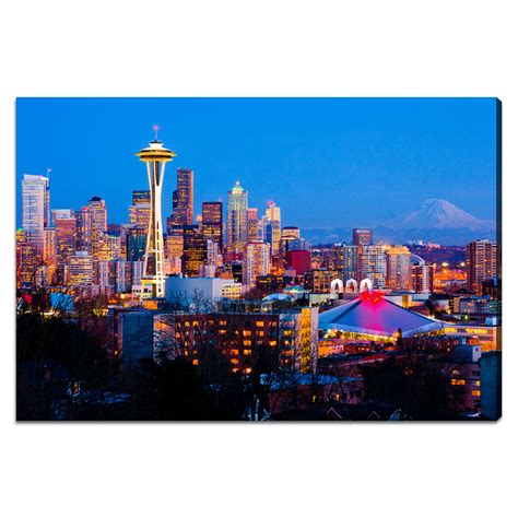 Seattle Skyline At Night Single Pixers Touch Of Modern