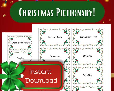Christmas Pictionary Cards Printable Christmas Pictionary Cards