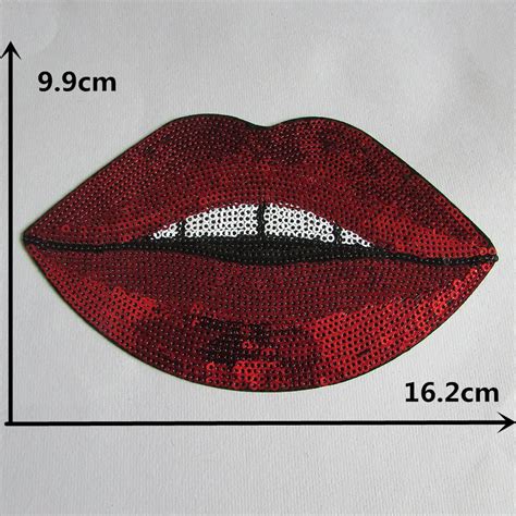 New Arrival Red Lip Patches Embroidery Applique Clothes Sewing Patch