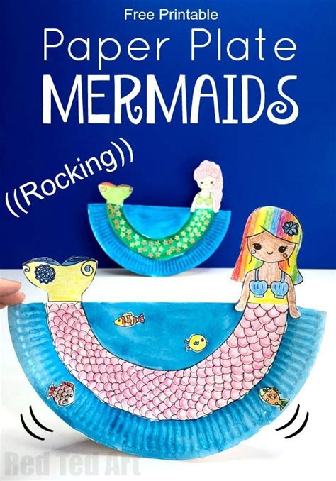 Rocking Paper Plate Mermaid Red Ted Art Make Crafting With Kids