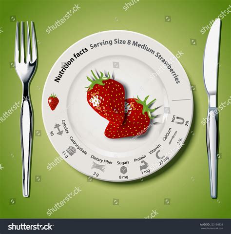 Vector Info Graphic Nutrition Facts Strawberries Stock Vector Royalty