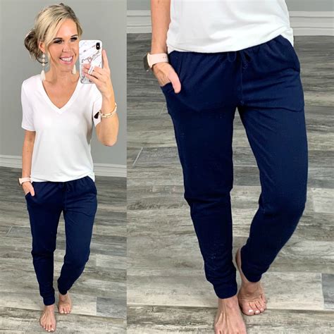 Blue Pocket Joggers Summer Work Outfits Jogger Outfit Casual Womens