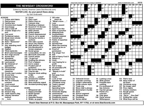 Newsday Printable Crossword Printable World Holiday