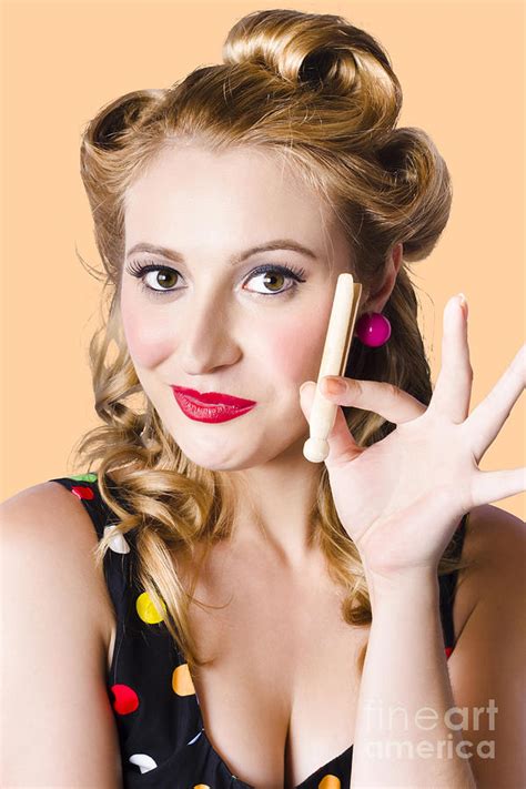 Happy Woman With Clothes Peg Photograph By Jorgo Photography Fine Art America