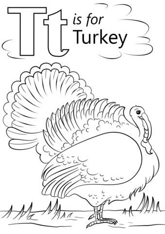 T is for Turkey coloring page | Free Printable Coloring Pages