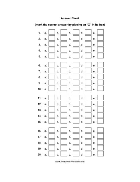 Question Answer Sheet Template Download Printable PDF Templateroller