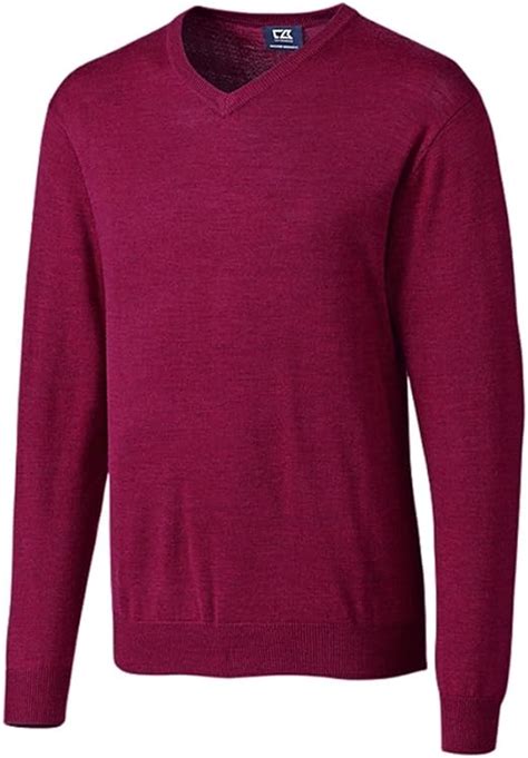 Cutter And Buck Douglas V Neck Golf Sweater Tannin Heather Small At