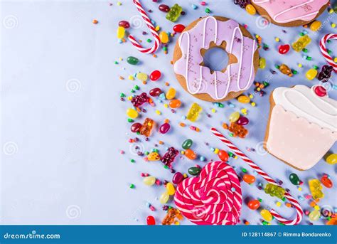Sweets And Candy Creative Lay Out Stock Image Image Of Jelly