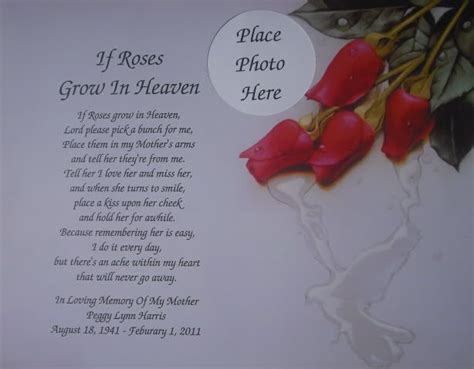if roses grow in heaven memorial poem for deceased mom memorial poems poem and birthday cards