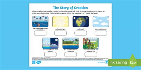 Creation Story Sequencing Activity Grade 1 Twinkl