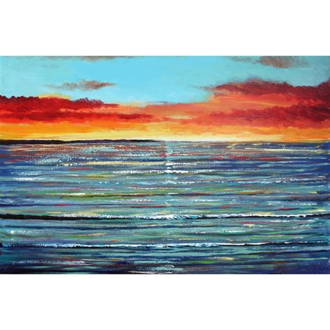 Ocean Sunset Original Abstract Painting Seascape Sunset Large