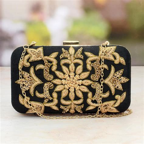 To make the best selection of gifts for wife, you need not spend a lot always. Unique Black Clutch with Golden Floral Pattern, Gifts for ...