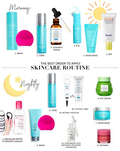 skincare routine order morning and night with retinol skin care and glowing claude