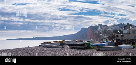 Boats Pulled Up On The Shingle Beach Budleigh Salterton Devon Stock Photo Alamy