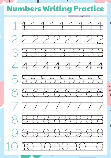 Learning To Write Numbers 1 10 Worksheets