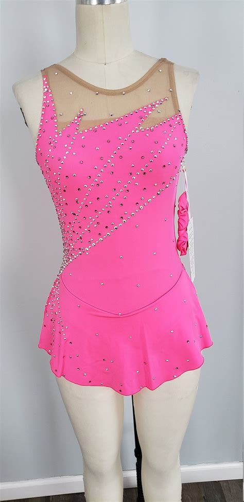 Beautiful Figure Skating Dress In Hot Pink Tricot Beaded Etsy In 2021