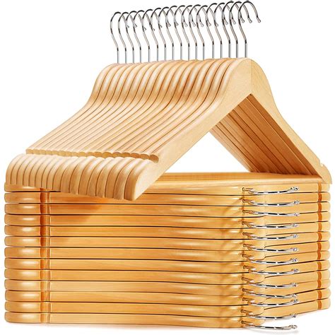 Wooden Hangers 30 Pack Suit Hangers With 360 Degree Rotatable Hook